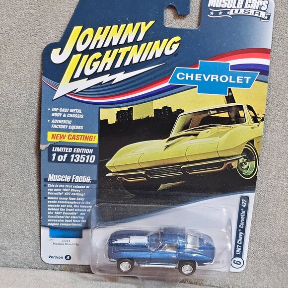 Johnny Lightning Muscle Cars USA 1967 Chevy Corvette 427 (Blue) Car (Release 1) - Picture 5 of 7